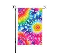 Bandiera da giardino colorata arcobaleno tie-dye, piccole bandiere bifacciali per cortile, adatte per esterni o per decorazioni da giardino, patio, 18x12 pollici
