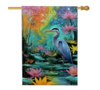 Bandiera da giardino colorata con airone, gru blu, bandiera floreale per la casa, bandiera da cortile in iuta su entrambi i lati, per primavera, estate, decorazione per prato all'aperto, 71 x 101 cm