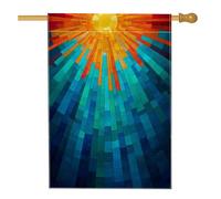 Bandiera da giardino colorata con alba, design geometrico vivace, striscione decorativo per esterni, bandiera su entrambi i lati, in iuta, decorazione stagionale per prato, 71 x 101 cm