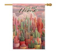 Bandiera da giardino colorata con cactus, vibrante pianta del deserto di pesche, decorazione per esterni, striscione in iuta su entrambi i lati, per la decorazione della casa primaverile, decorazione