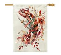 Bandiera da giardino colorata con camaleonti, decorazione floreale luminosa per primavera estate, striscione in iuta su entrambi i lati, decorazione per prato esterno per feste in casa, 71 x 101 cm