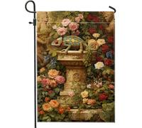 Bandiera da giardino colorata con camaleonti, striscione floreale vivace per esterni, decorazione per prato su entrambi i lati, per feste estive, 30,5 x 45,7 cm