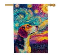 Bandiera da giardino colorata con cane Beagle, decorazione per esterni ispirata alla notte stellata, striscione su entrambi i lati per la decorazione primaverile estiva del prato 71 x 101 cm