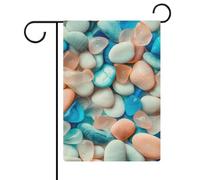 Bandiera da giardino colorata con ciottoli lisci e vetro marino, per vacanze stagionali, in iuta, double face, per casa, cortile, esterni, 30,5 x 45,7 cm
