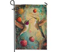 Bandiera da giardino colorata con colibrì primaverile ed estate, striscione decorativo per esterni ispirato alla natura, decorazione per esterni su entrambi i lati, 30,5 x 45,7 cm