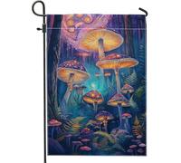 Bandiera da giardino colorata con funghi, bandiera artistica da giardino con foresta vivace, bandiera decorativa su entrambi i lati per prato per la decorazione della casa all'aperto 30,5 x 45,7 cm
