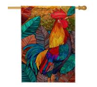 Bandiera da giardino colorata con gallo, vivace bandiera autunnale con animali della fattoria, bandiera decorativa per la casa, bandiera da cortile in tessuto su entrambi i lati, per decorazione