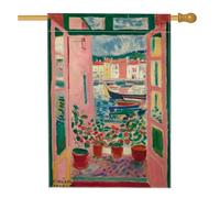 Bandiera da giardino colorata con vista costiera, striscione decorativo per la casa, decorazione per la casa panoramica su entrambi i lati, decorazione per prato all'aperto, festa estiva decorazione