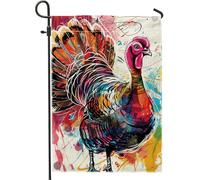 Bandiera da giardino colorata della Turchia per l'autunno del giorno del Ringraziamento, decorazione per esterni in stile artistico vivace, decorazione da cortile double face per feste di fine anno