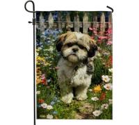 Bandiera da giardino colorata per cani primaverile ed estate, striscione floreale per la casa, bandiera da cortile in iuta su entrambi i lati, per decorazione esterna del prato, 30,5 x 45,7 cm