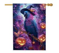 Bandiera da giardino colorata per Halloween, zucca viola farfalla decorazione per esterni, striscione in iuta su entrambi i lati, decorazione autunnale stagionale per prato 71 x 101 cm