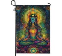 Bandiera da giardino colorata per meditazione chakra, vibrante opera d'arte spirituale decorazione per esterni per tutte le stagioni, striscione per prato su entrambi i lati per la decorazione della