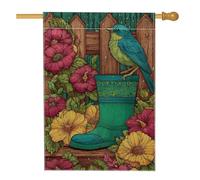 Bandiera da giardino colorata primaverile ed estiva, in gomma verde, decorazione floreale per esterni, striscione in iuta su entrambi i lati per decorazione per feste sul prato, 71 x 101 cm