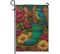 Bandiera da giardino colorata primaverile ed estiva, in gomma verde, decorazione floreale per esterni, striscione in iuta su entrambi i lati per decorazione per feste sul prato, 30,5 x 45,7 cm