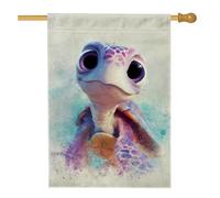 Bandiera da giardino colorata tartaruga marina, bandiera viola oceano animale decorazione per la casa, bandiera a doppio lato in iuta da cortile decorazione estiva per prato esterno 71 x 101 cm