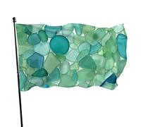 Bandiera da Giardino Colorato Bicchiere da Spiaggia Mare Vetro Verde Acqua Spiaggia Oceano Bandiera Costiera Poliestere con 2 Occhielli in Ottone Striscione Colore Vivido e Resistente allo sbi