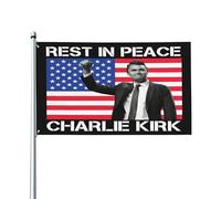 Bandiera da giardino con 2 occhielli, arazzo per esterni, con scritta "Riposa in pace Charlie Kirk"