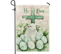Bandiera da giardino con agnello pasquale, decorazione floreale primaverile verde, bandiera cristiana su entrambi i lati, decorazione per prato all'aperto per la risurrezione domenica 30,5 x 45,7 cm