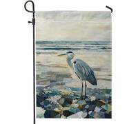 Bandiera da giardino con airone costiero, bandiera blu oceano uccello decorazione per la casa, decorazione artistica su entrambi i lati per prato esterno e uso stagionale 30,5 x 45,7 cm
