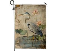 Bandiera da giardino con aironi primaverili ed estivi, gru blu e grigia, decorazione per la casa e il giardino, bandiera da giardino in iuta su entrambi i lati, decorazione per esterni, 30,5 x 45,7 cm