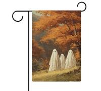 Bandiera da giardino con alberi di acero, motivo fantasmi bianchi, in iuta su entrambi i lati, 30,5 x 45,7 cm