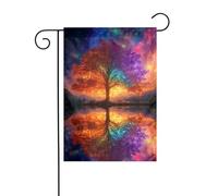 Bandiera da giardino con albero della vita arcobaleno, 30 x 45 cm, verticale, double face, decorazione per case coloniche e per esterni