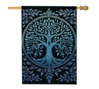 Bandiera da giardino con albero della vita autunnale e invernale, bandiera blu artistica per esterni, decorazione per la casa, bandiera da cortile in poliestere su entrambi i lati, per decorazione