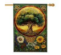 Bandiera da giardino con albero della vita, decorazione floreale per la casa e il giardino, bandiera da giardino in iuta luminosa su entrambi i lati, decorazione per esterni, 71 x 101 cm