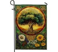 Bandiera da giardino con albero della vita, decorazione floreale per la casa e il giardino, bandiera da giardino in iuta luminosa su entrambi i lati, decorazione per esterni, 30,5 x 45,7 cm
