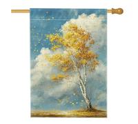 Bandiera da giardino con albero di betulla gialla autunnale, striscione decorativo per la casa, con foglie autunnali, decorazione per esterni su entrambi i lati, per feste stagionali, 71 x 101 cm