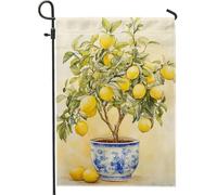 Bandiera da giardino con albero di limone, striscione decorativo per la casa con agrumi gialli, bandiera floreale su entrambi i lati, per la primavera e l'estate, decorazione esterna 30,5 x 45,7 cm