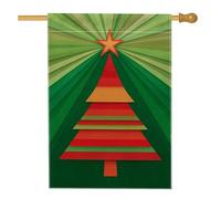 Bandiera da giardino con albero di Natale, stella verde rossa e rossa, decorazione per esterni, bandiera su entrambi i lati in iuta per cortile, decorazione stagionale per prato, 71 x 101 cm