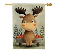 Bandiera da giardino con alce carina, bandiera decorativa autunnale con animali marroni, bandiera su entrambi i lati, per decorazione esterna del prato, 71 x 101 cm