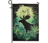 Bandiera da giardino con alci, decorazione per prato con animali della foresta, decorazione per prato con animali su entrambi i lati, per autunno inverno, decorazione per la casa, 30,5 x 45,7