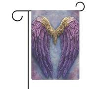 Bandiera da giardino con ali d'angelo, colore viola, per vacanze stagionali, su entrambi i lati, 30,5 x 45,7 cm