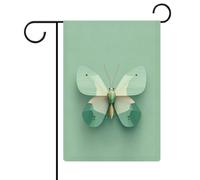 Bandiera da giardino con ali geometriche color pastello e farfalle, colore verde menta, in iuta su entrambi i lati, 30,5 x 45,7 cm