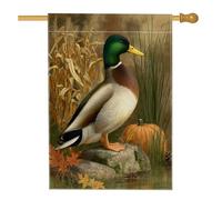 Bandiera da giardino con anatra autunnale, striscione decorativo colorato per uccelli reali e autunnali, bandiera decorativa su entrambi i lati, per esposizione su prato esterno, 71 x 101 cm