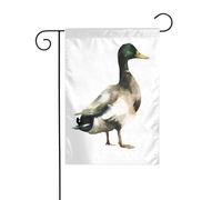 Bandiera da giardino con anatra reale ad acquerello, 30 x 45 cm, verticale, double face, per fattoria, vacanze, decorazioni esterne