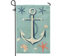 Bandiera da giardino con ancora nautica, bandiera decorativa per la casa ispirata al mare blu, bandiera a tema spiaggia su entrambi i lati, decorazione per prato all'aperto per feste estive 30,5 x