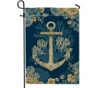Bandiera da giardino con ancoraggi nautici, bandiera decorativa marina blu navy, bandiera su entrambi i lati in iuta per cortile, decorazione estiva per esterni, 30,5 x 45,7 cm