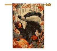 Bandiera da giardino con animali autunnali, bandiera arancione con ghianda autunnale per la casa, bandiera da cortile su entrambi i lati per il Ringraziamento, decorazione per prato all'aperto, 71 x