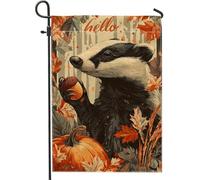 Bandiera da giardino con animali autunnali, bandiera arancione con ghianda autunnale per la casa, bandiera da cortile su entrambi i lati per il Ringraziamento, decorazione per prato all'aperto, 30,5 x