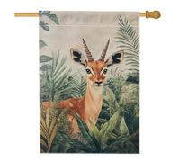 Bandiera da giardino con animali della foresta autunnale, gazzella marrone serena, decorazione per la casa all'aperto, bandiera su entrambi i lati in iuta da cortile decorazione scena natura 71 x 101
