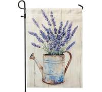 Bandiera da giardino con annaffiatoio alla lavanda, decorazione floreale viola per primavera estate, bandiera da cortile in iuta su entrambi i lati, per decorazione esterna della casa, 30,5 x 45,7 cm