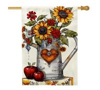 Bandiera da giardino con annaffiatoio estivo con girasole, bandiera gialla floreale per la casa, bandiera da cortile in iuta su entrambi i lati, decorazione per prato all'aperto, 71 x 101 cm