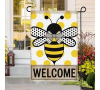Bandiera da giardino con api per esterni, verticale su entrambi i lati, in iuta, benvenuto, giardino, piccola bandiera per cortile, decorazione per la casa, casa delle vacanze, fattoria stagionale