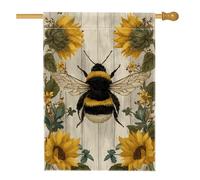 Bandiera da giardino con api primaverili ed estive, striscione decorativo per la casa con girasoli gialli, decorazione per esterni in iuta su entrambi i lati, decorazione per prato e feste di vacanza
