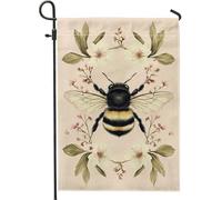 Bandiera da giardino con api stagionali, striscione vintage floreale per la casa, decorazione per prato esterno in iuta su entrambi i lati, bandiera primaverile estiva per cortile, 30,5 x 45,7 cm