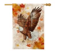Bandiera da giardino con aquila autunnale, con foglie di uccello marrone, striscione decorativo per la casa, bandiera su entrambi i lati in iuta per cortile, decorazione per esterni, 71 x 101 cm