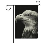 Bandiera da giardino con aquila bianca e nera con ritratto stagionale, in iuta su entrambi i lati, 30,5 x 45,7 cm
